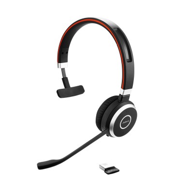 Jabra Evolve 65 MS mono Headset Kabel & trådløs Kontor Callcenter Micro-USB Bluetooth Sort