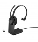 Jabra Evolve2 55 Headset Kabel & trådløs Kontor Callcenter Bluetooth Opladningsstativ Sort