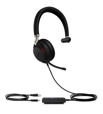 Yealink UH38 Mono UC Headset Kabel & trådløs Opkald musik USB Type-C Bluetooth Sort