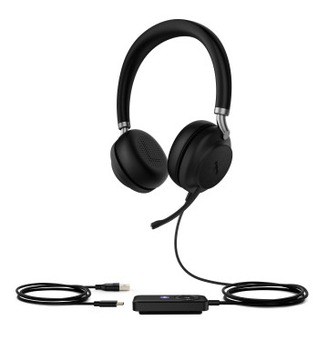 Yealink UH38 Dual Teams Headset Kabel & trådløs Opkald musik Bluetooth Sort