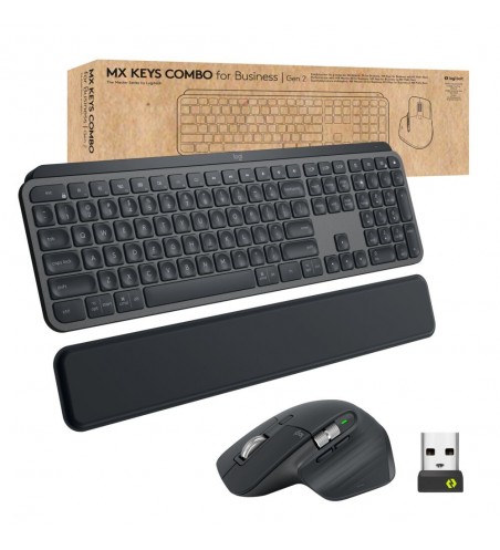 Logitech MX Keys combo for Business Gen 2 tastatur Mus inkluderet Kontor RF trådløs + Bluetooth