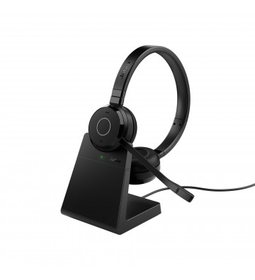 Jabra Evolve 65 TE Headset Kabel & trådløs Kontor Callcenter USB Type-A Bluetooth Opladningsstativ Sort