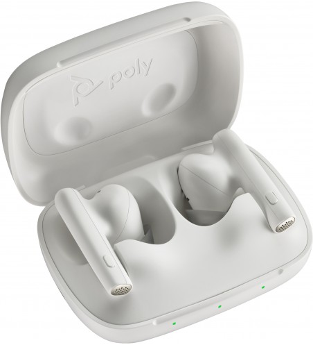 POLY|HP Voyager Free 60 UC White Sand Earbuds +BT700 USB-A Adapter +Basic Charge Case