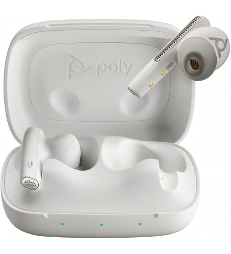 POLY|HP Voyager Free 60 UC M White Sand Earbuds +BT700 USB-A Adapter +Basic Charge Case